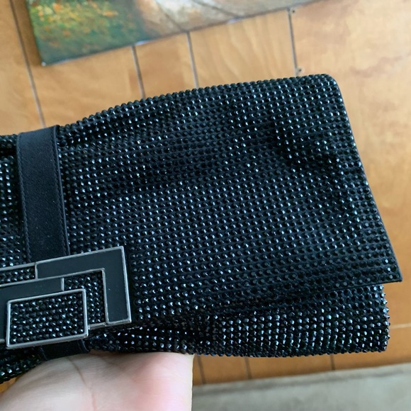 Authentic Judith Leiber Black Satin Jeweled Evening Clutch Bag Handbag Purse EUC - Picture 4 of 11